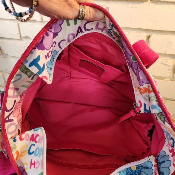 Like New Coach Floral Nylon Diaper Bag Crossbody Purse Xl - Picture 13 of 14